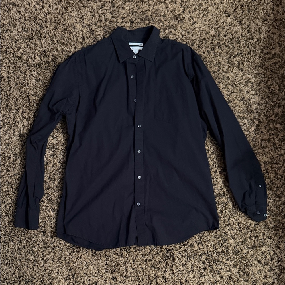 Amazon Essentials Men's Black Long-Sleeve Button-Up Shirt